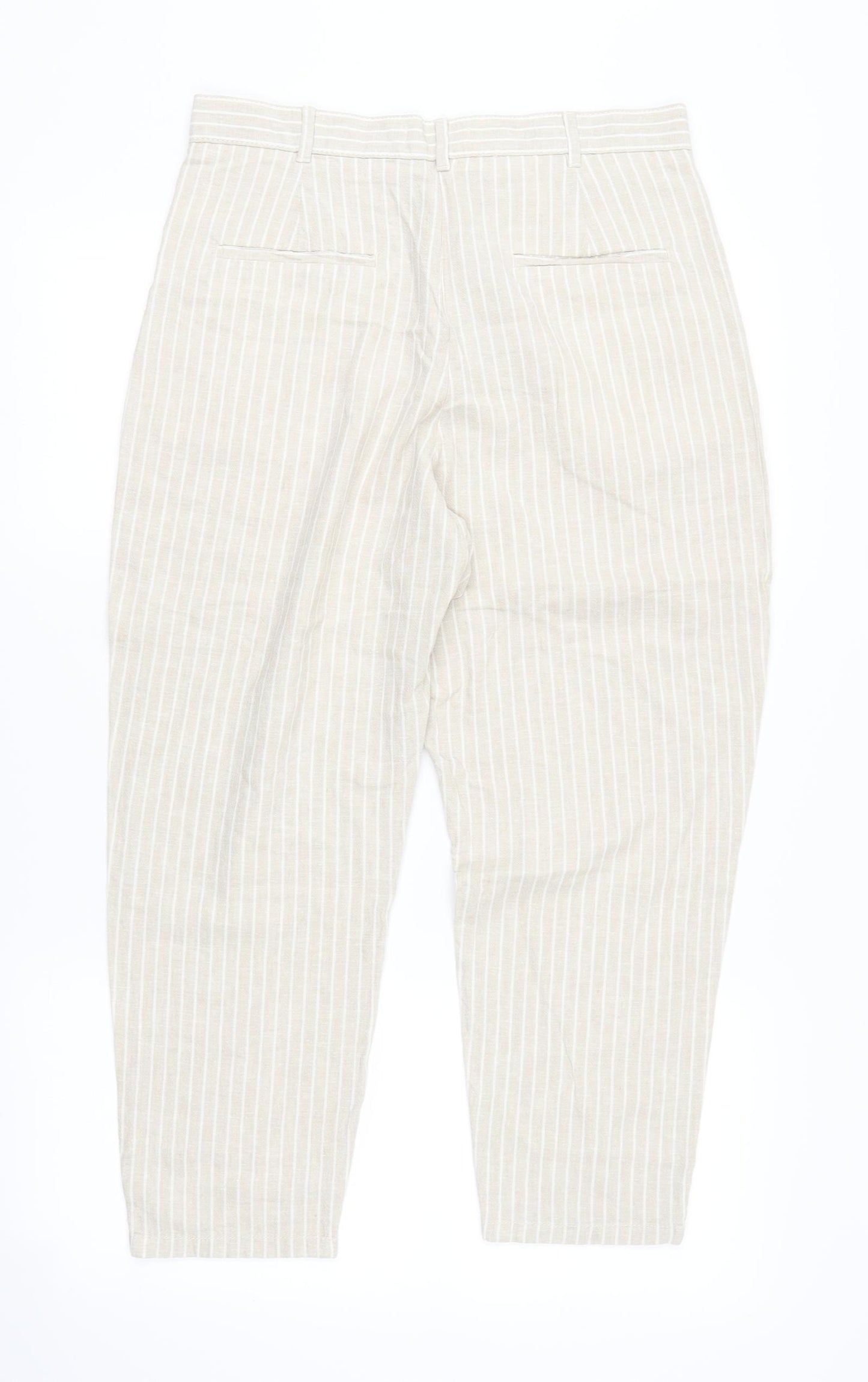 F&F Womens Beige Striped  Trousers  Size 10 L23 in