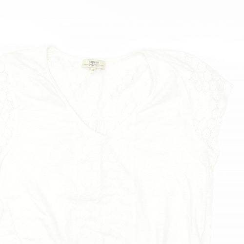 Papaya Womens White   Basic T-Shirt Size 12