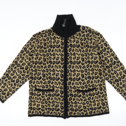 Tally Ho Womens Brown Animal Print  Jacket  Size M