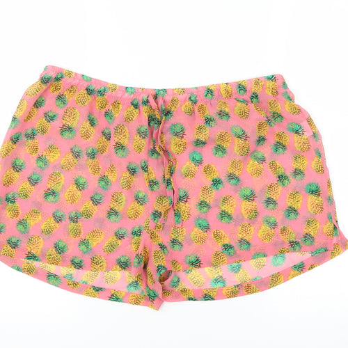 swimwear Womens Pink   Hot Pants Shorts Size M - Pineapple print