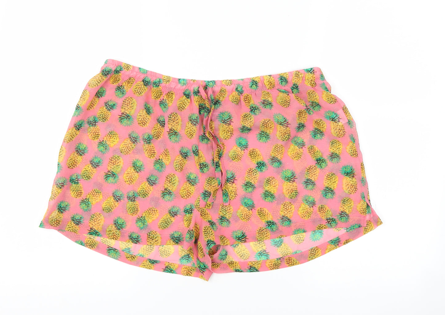 swimwear Womens Pink   Hot Pants Shorts Size M - Pineapple print