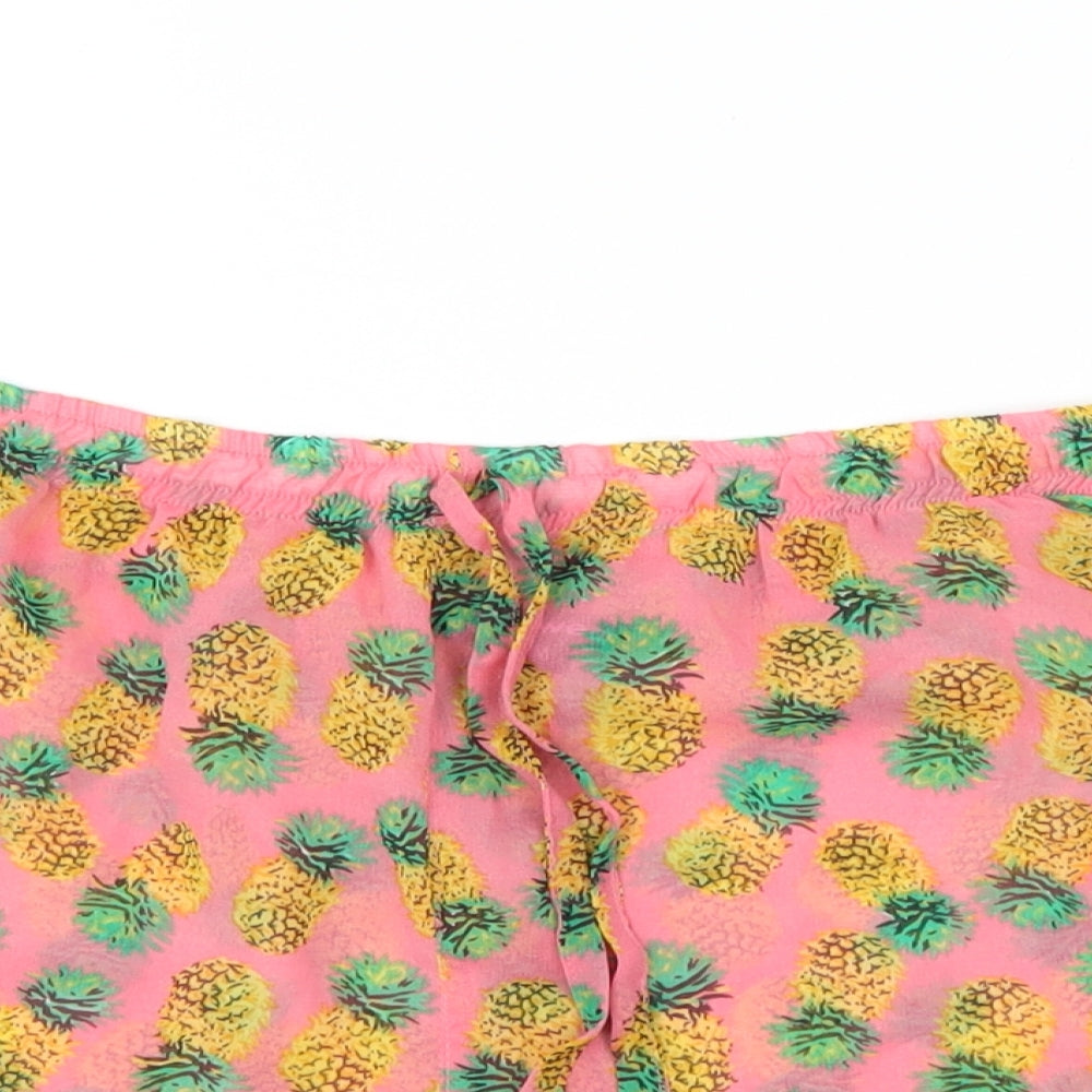 swimwear Womens Pink   Hot Pants Shorts Size M - Pineapple print