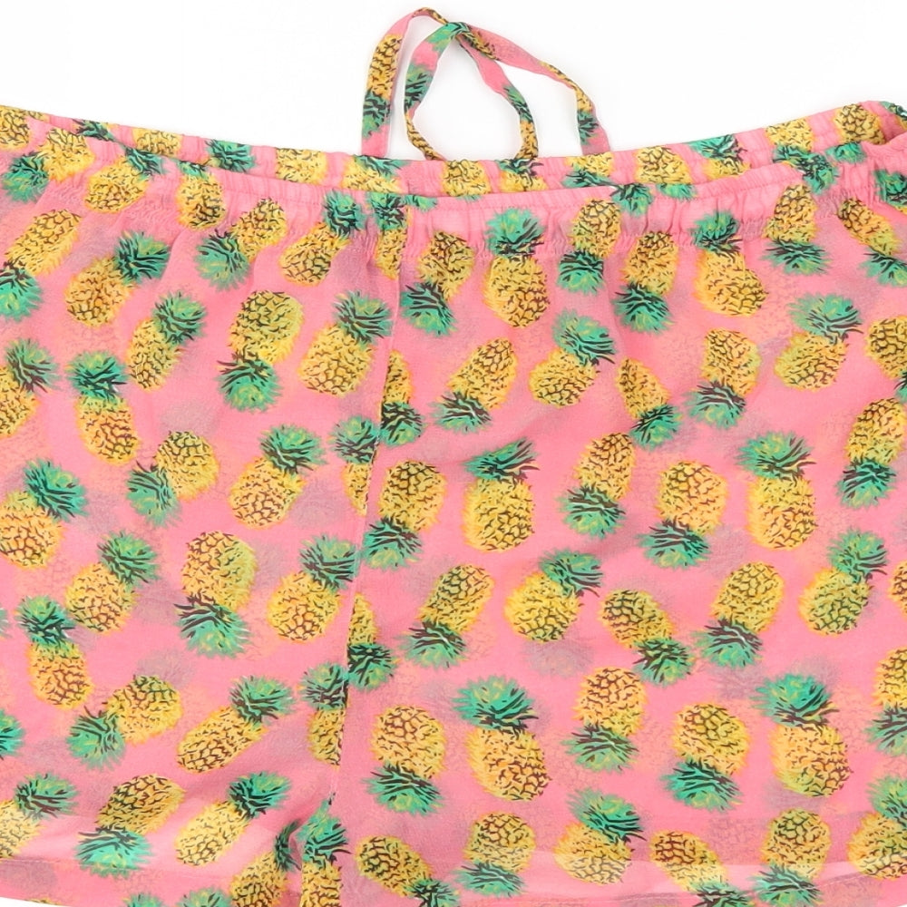 swimwear Womens Pink   Hot Pants Shorts Size M - Pineapple print