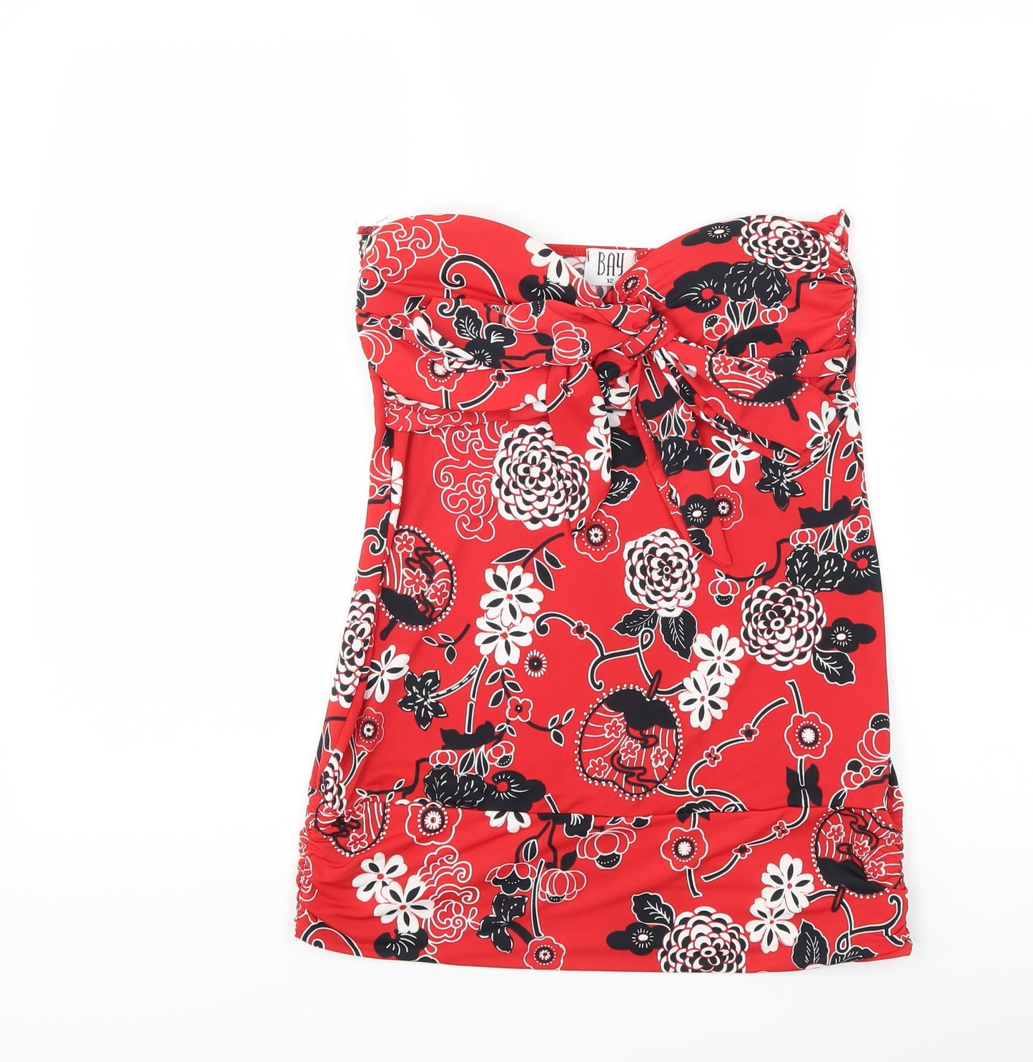 bay Womens Red Floral  Basic Tank Size 12  - Boob Tube tie front