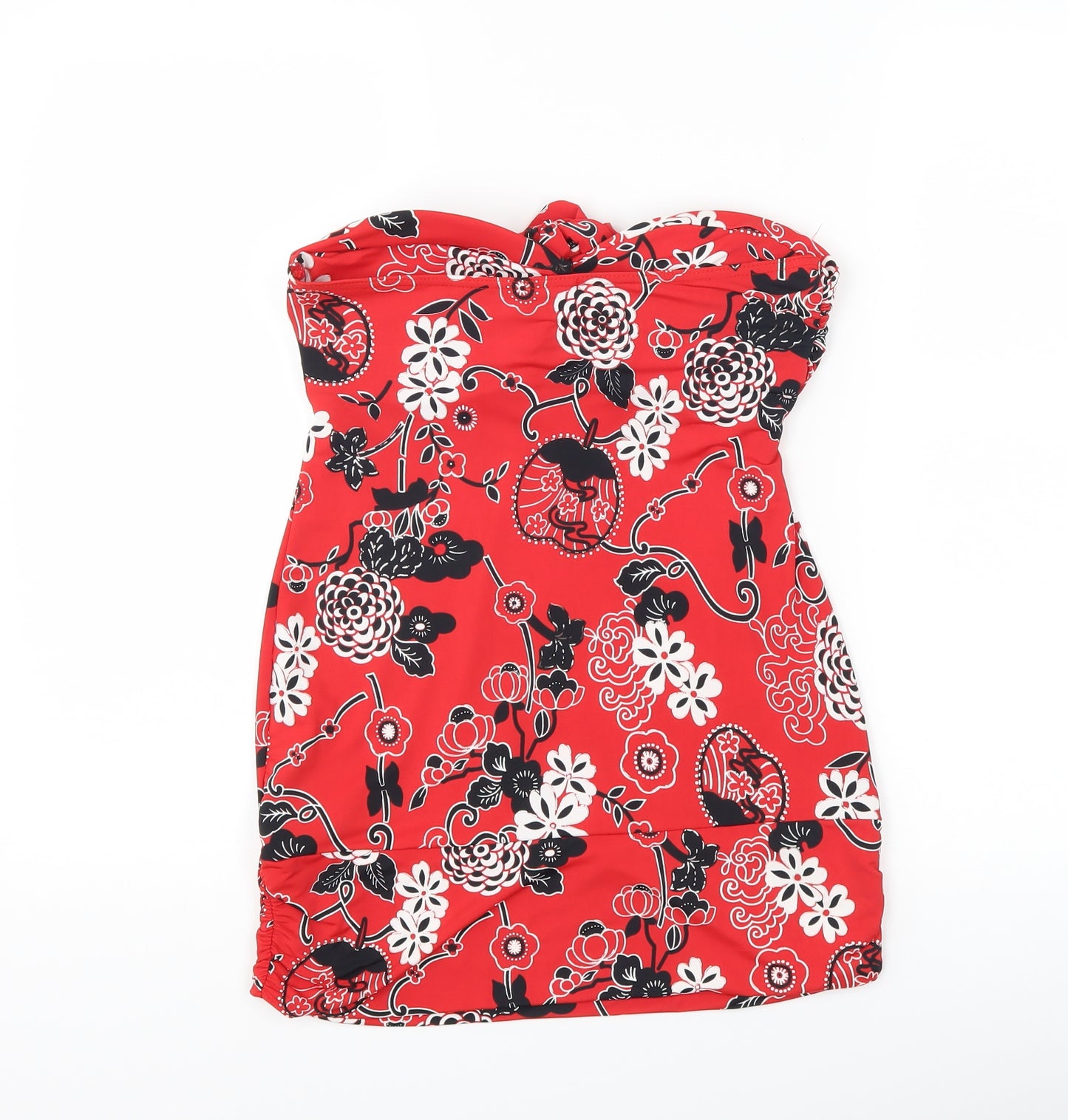 bay Womens Red Floral  Basic Tank Size 12  - Boob Tube tie front