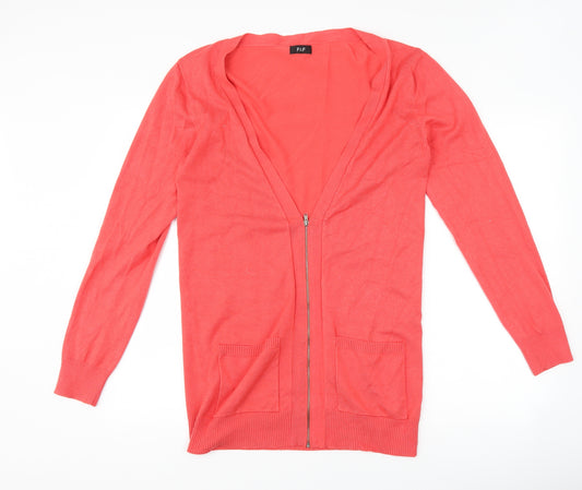Front view of F&F women’s pink jacket coatigan, size UK 12