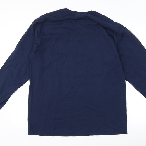 Gildan Mens Blue    T-Shirt Size L  - Merry Christmas