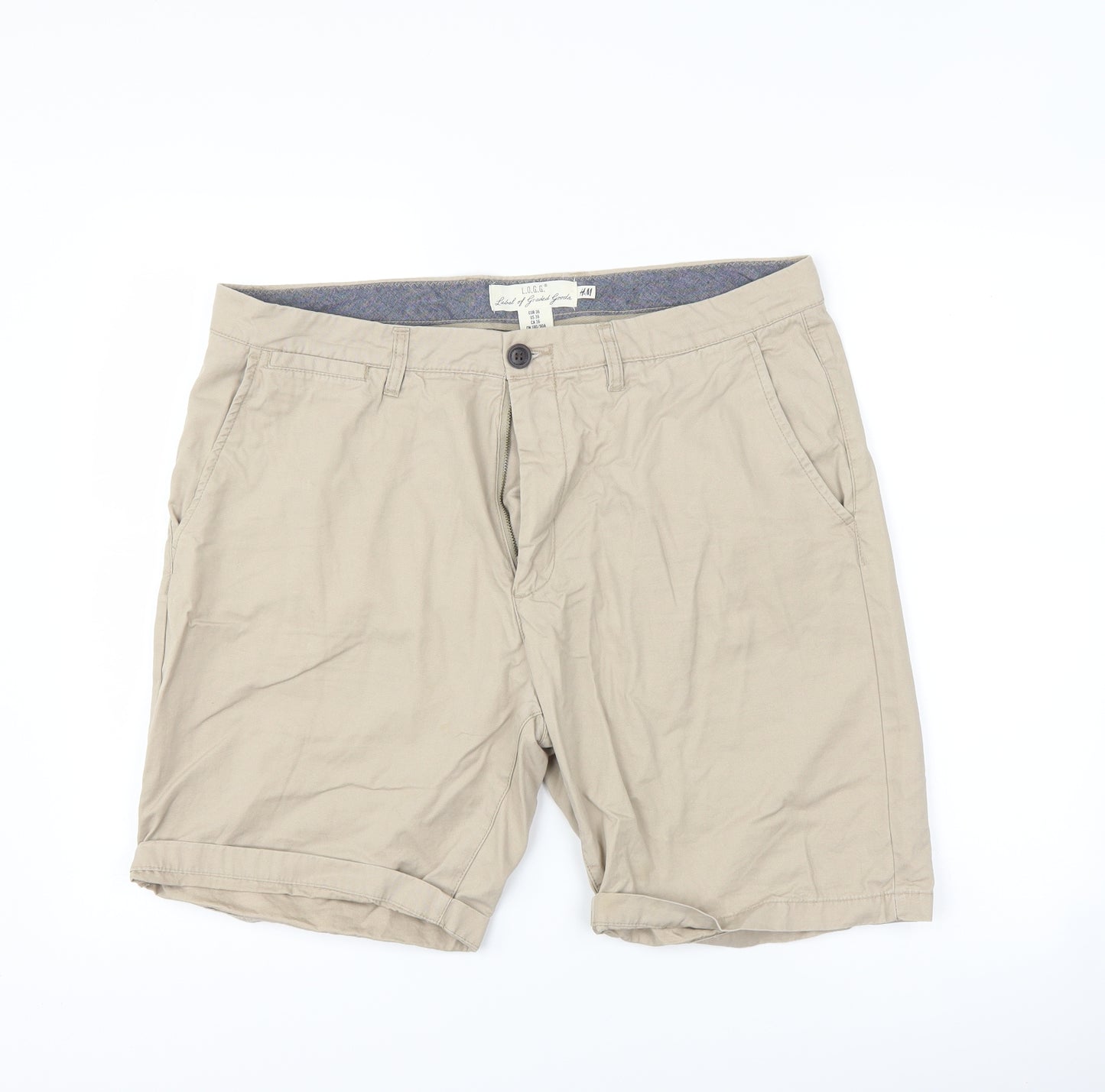 H&M Mens Brown   Chino Shorts Size 36 in
