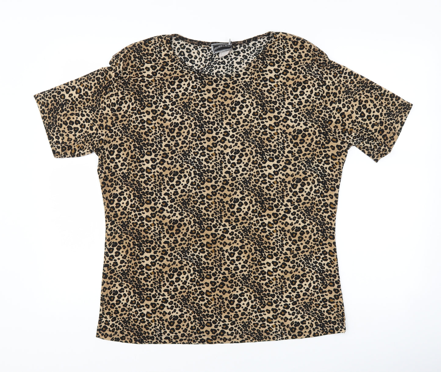 Frazier Lawrence  Womens Brown Animal Print  Basic T-Shirt Size L