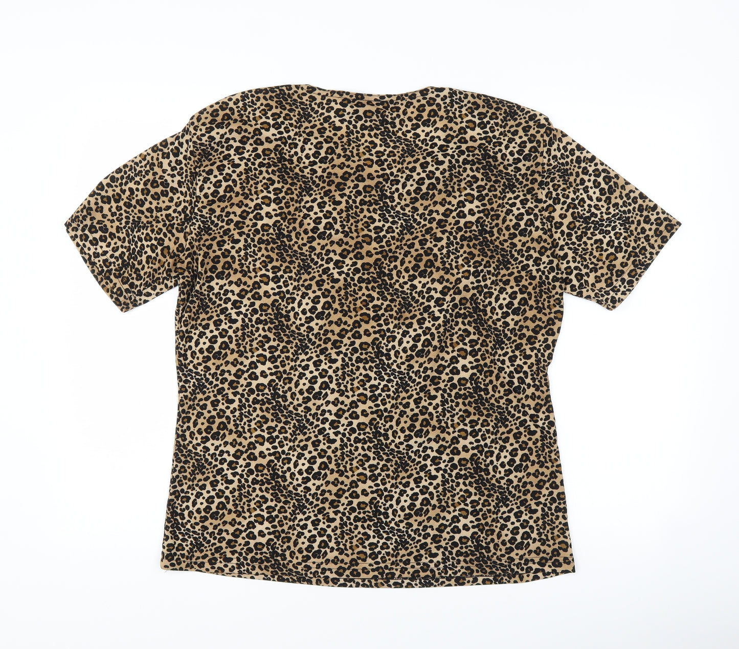 Frazier Lawrence  Womens Brown Animal Print  Basic T-Shirt Size L