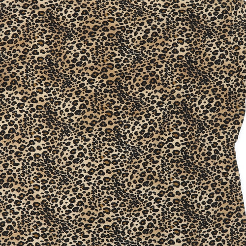 Frazier Lawrence  Womens Brown Animal Print  Basic T-Shirt Size L