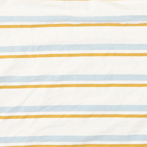 miss H Womens White Striped  Basic T-Shirt Size S