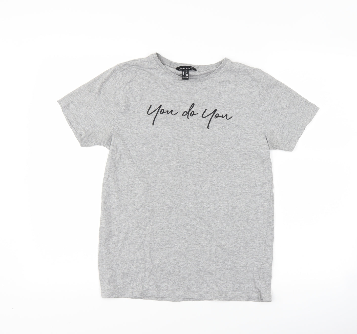 New Look Womens Grey   Basic T-Shirt Size 10  - slogan