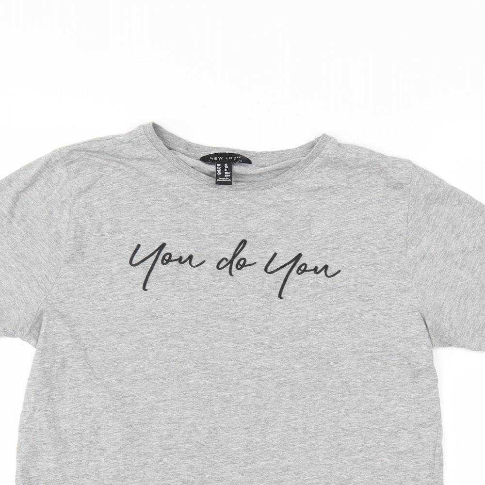 New Look Womens Grey   Basic T-Shirt Size 10  - slogan