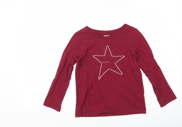 NEXT Girls Purple Basic T-Shirt Size 6 Years - star