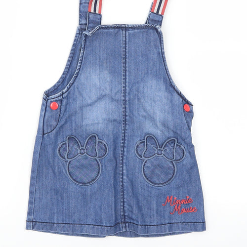 George Girls Blue  Denim Pinafore/Dungaree Dress  Size 18-24 Months  - Disney Minnie Mouse