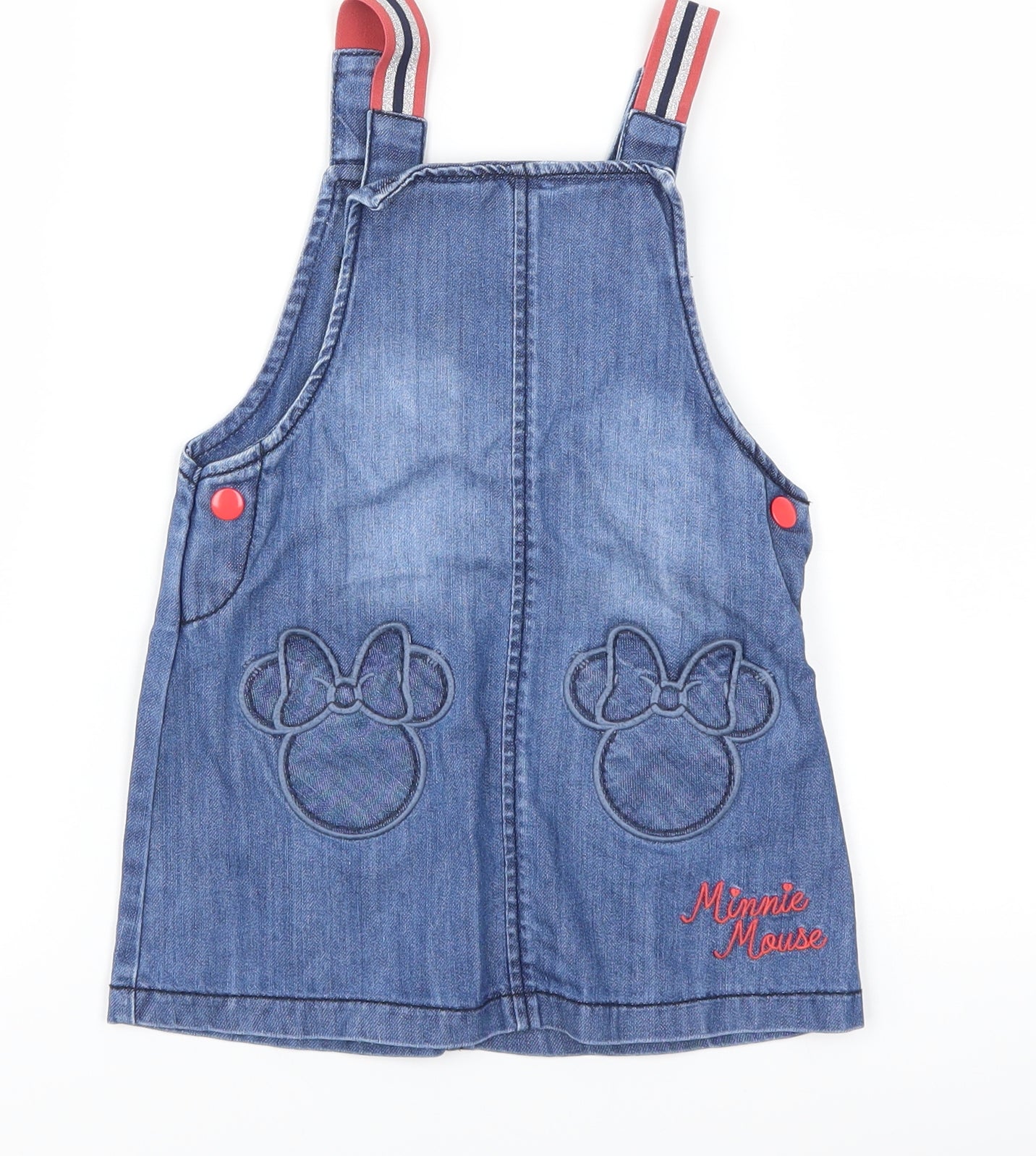 George Girls Blue  Denim Pinafore/Dungaree Dress  Size 18-24 Months  - Disney Minnie Mouse