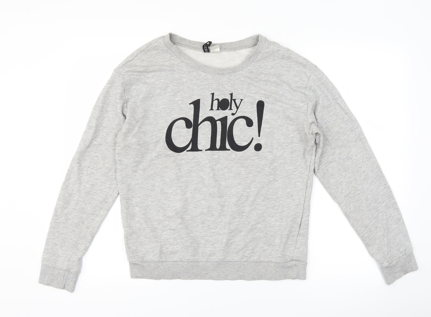 H&M Womens Grey   Pullover Sweatshirt Size M  - slogan