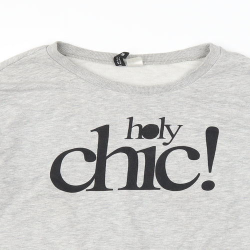 H&M Womens Grey   Pullover Sweatshirt Size M  - slogan