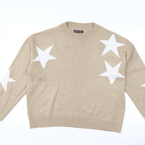 SheIn Womens Brown   Pullover Jumper Size L  - star print