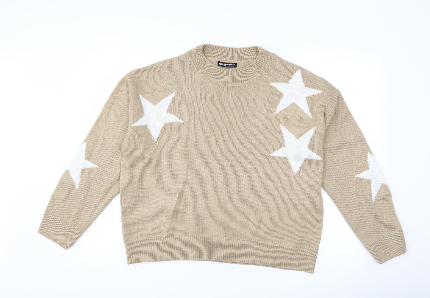 SheIn Womens Brown   Pullover Jumper Size L  - star print
