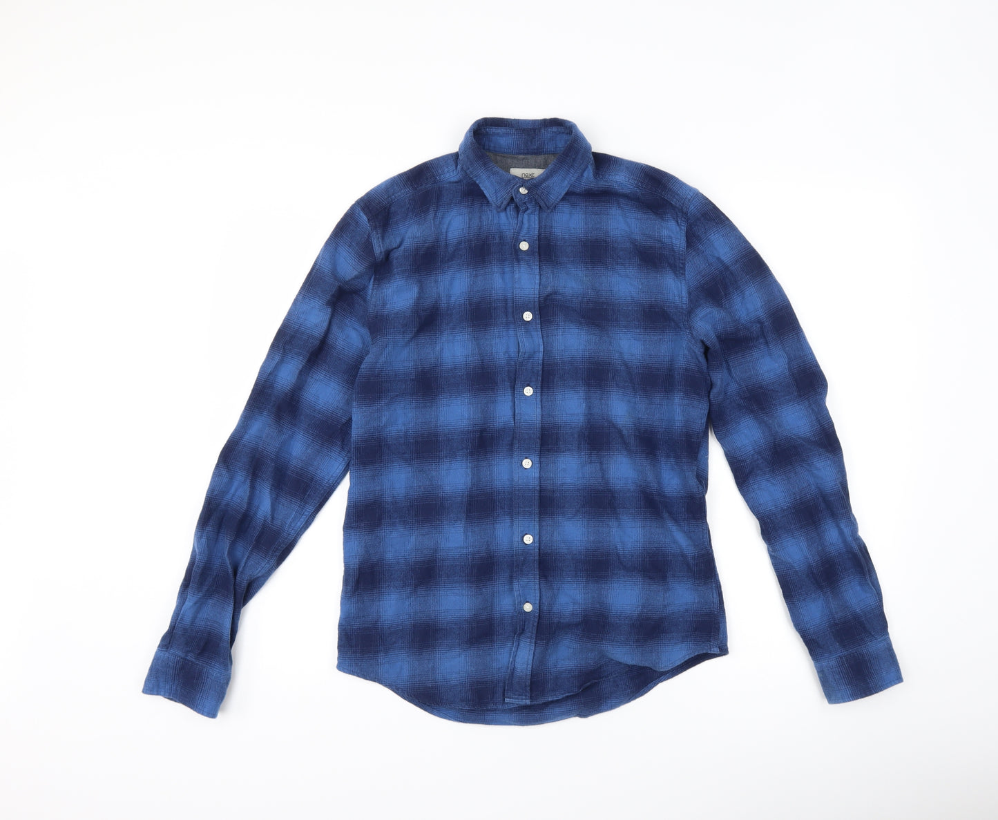 NEXT Mens Blue Check   Button-Up Size XS