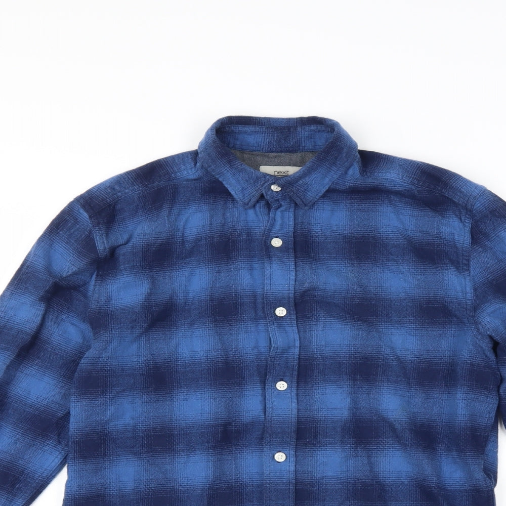NEXT Mens Blue Check   Button-Up Size XS