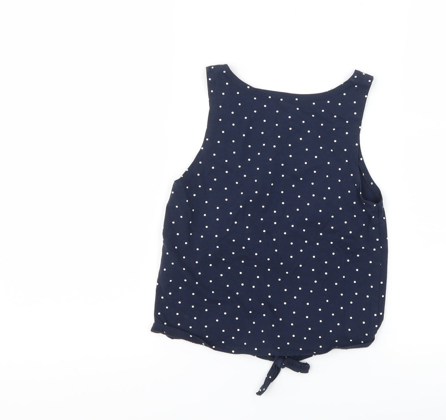 H&M Girls Blue Polka Dot  Basic Tank Size 9-10 Years  - Tie Front