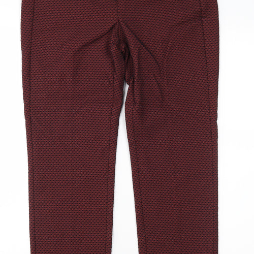 Marks and Spencer Womens Red Geometric  Trousers  Size 8 L28 in