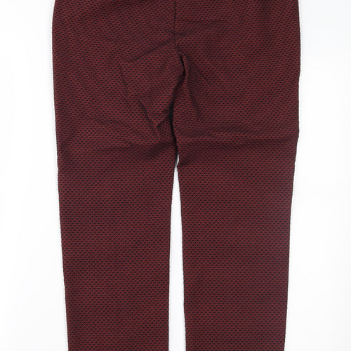 Marks and Spencer Womens Red Geometric  Trousers  Size 8 L28 in