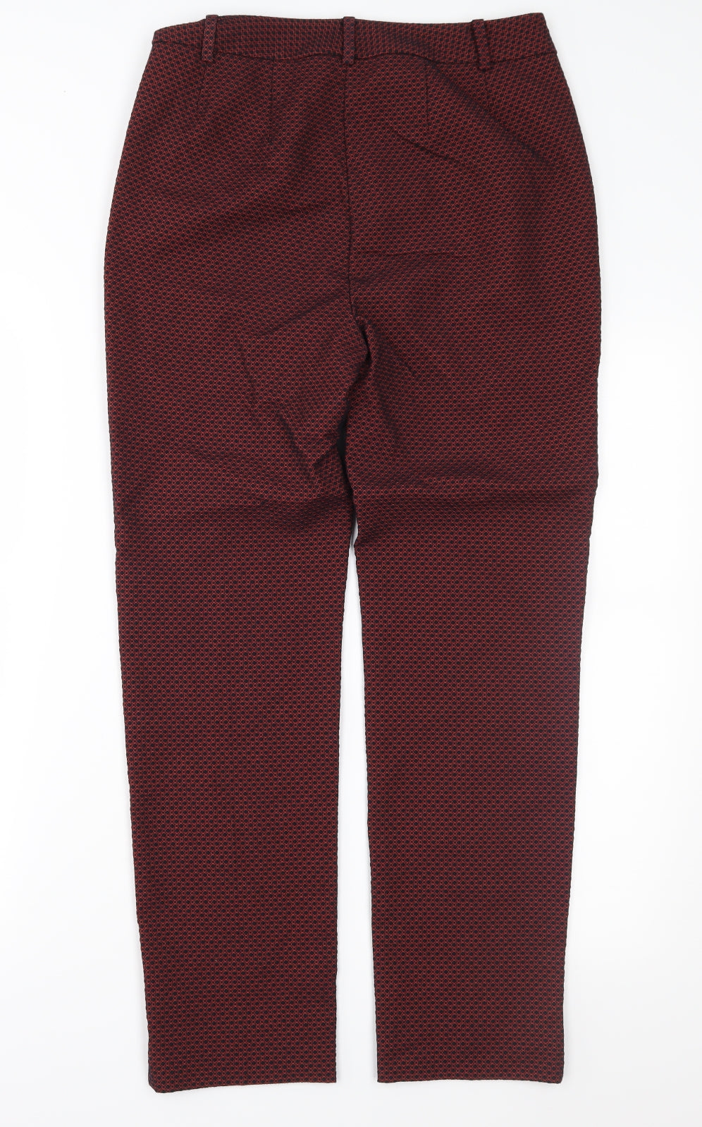 Marks and Spencer Womens Red Geometric  Trousers  Size 8 L28 in