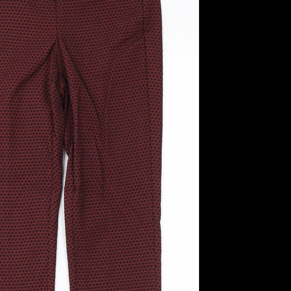 Marks and Spencer Womens Red Geometric  Trousers  Size 8 L28 in