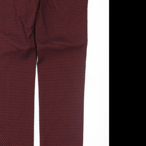 Marks and Spencer Womens Red Geometric  Trousers  Size 8 L28 in