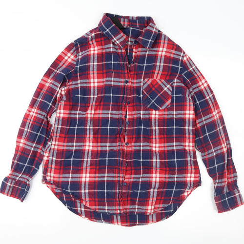 FACTORIE Womens Red Check  Basic Button-Up Size S