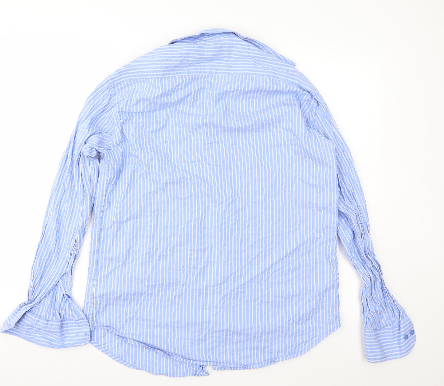 Chen One Mens Blue Striped   Button-Up Size 15.5