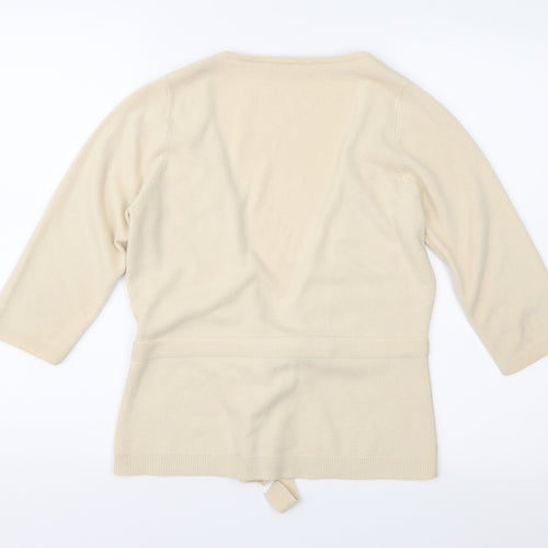 BHS Womens Beige Floral Knit Cardigan Jumper Size 12