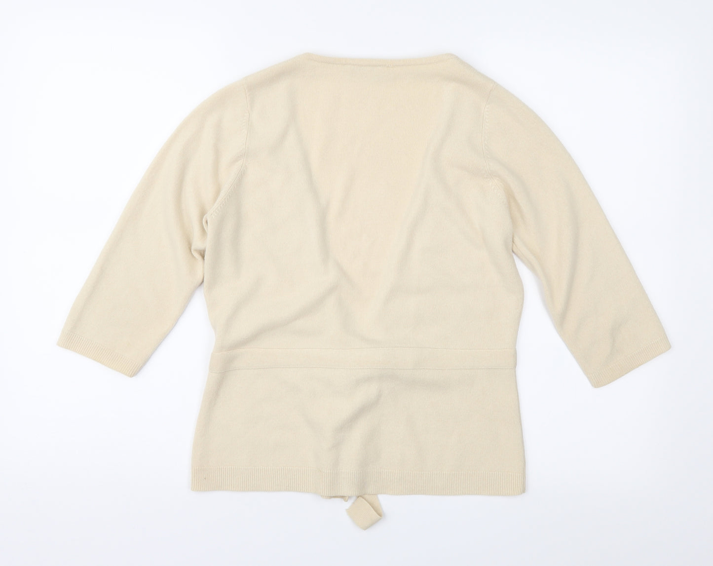 BHS Womens Beige Floral Knit Cardigan Jumper Size 12