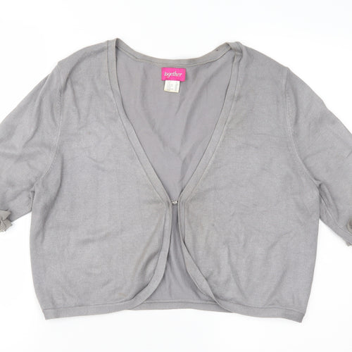 Together Womens Grey  Knit Cardigan Jumper Size 16