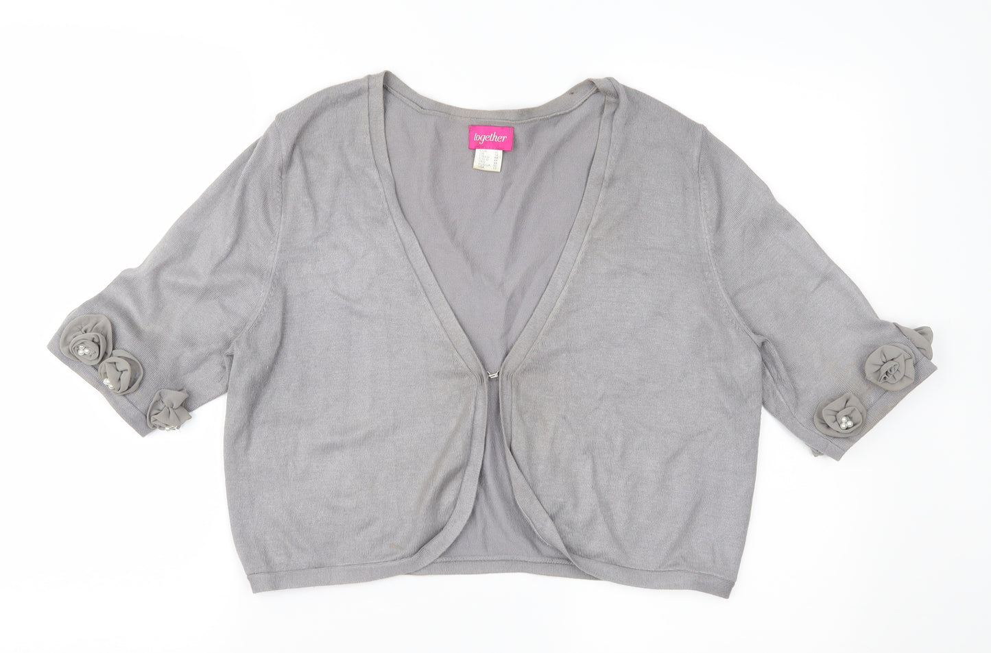 Together Womens Grey  Knit Cardigan Jumper Size 16