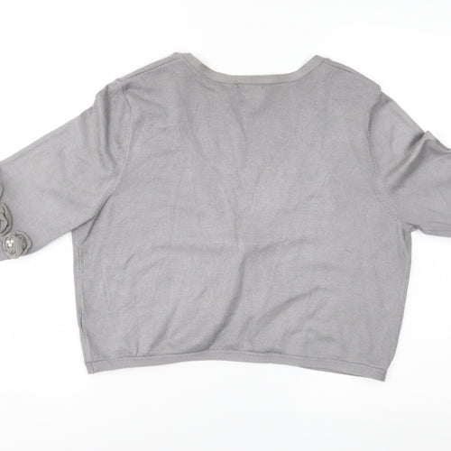 Together Womens Grey  Knit Cardigan Jumper Size 16