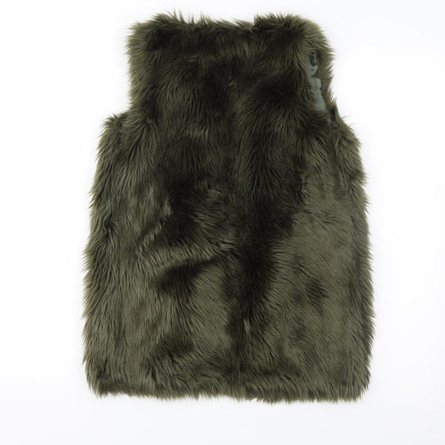 NEXT Girls Green   Gilet Waistcoat Size 7 Years  - Faux Fur