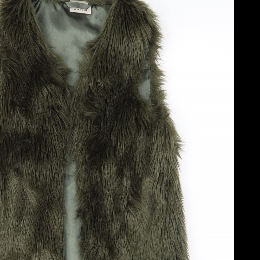 NEXT Girls Green   Gilet Waistcoat Size 7 Years  - Faux Fur