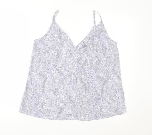 Front view of Next women’s purple geometric camisole blouse, size UK 10