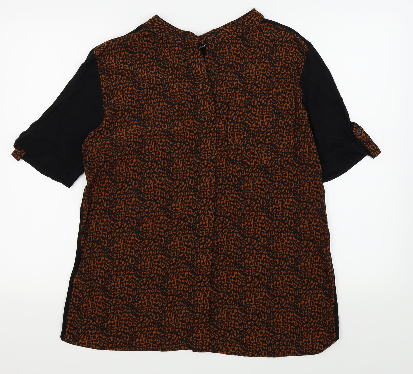 NEXT Womens Black Animal Print  Basic Button-Up Size 14