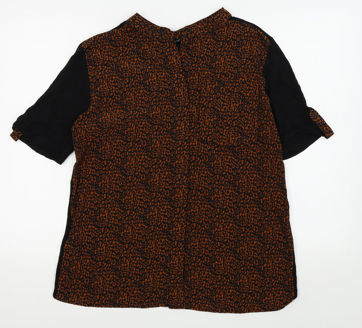 NEXT Womens Black Animal Print  Basic Button-Up Size 14