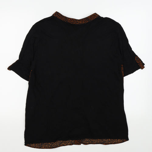 NEXT Womens Black Animal Print  Basic Button-Up Size 14