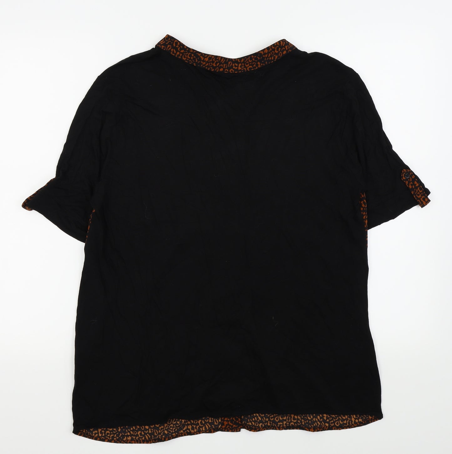 NEXT Womens Black Animal Print  Basic Button-Up Size 14