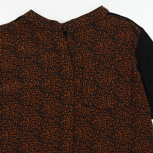 NEXT Womens Black Animal Print  Basic Button-Up Size 14