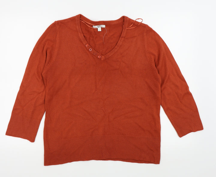Klass Womens Orange Basic T-Shirt Size L