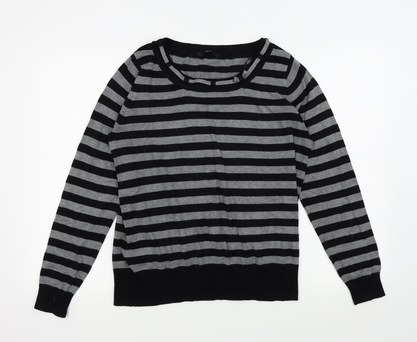 BHS Womens Black Striped  Basic T-Shirt Size 16